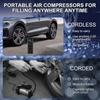 Испытание давления в шинах, воздушный насос для шин 160 фунтов на квадратный дюйм, 6000 мАч, со светодиодным фонариком, портативный цифровой автомобильный воздушный компрессор мощностью 150 Вт