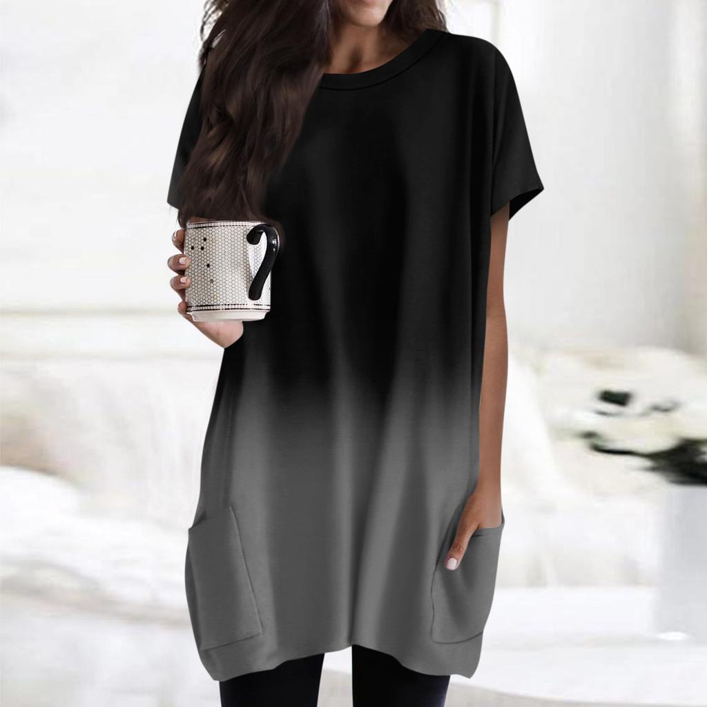 Женская футболка с круглым вырезом, короткими рукавами и карманным принтом, топы стандартной посадки