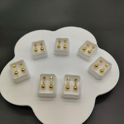 Серьги-пусеты из нержавеющей стали с шариками на винтовой застежке - Защита от потери, для хряща