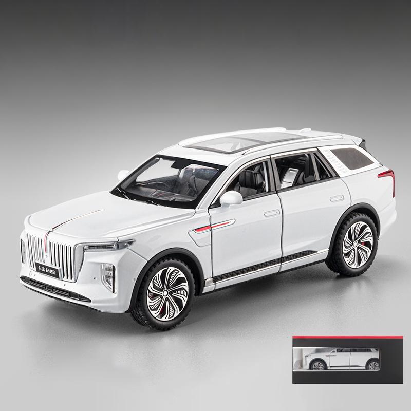 1/24 Hong Qi E-HS9 Полностью Электрический Большой Внедорожник Классическая Модель Автомобиля из Сплава Литье под Давлением Игрушка со Звуком и Светом Украшение для Транспортных Средств Игрушка для Мальчика