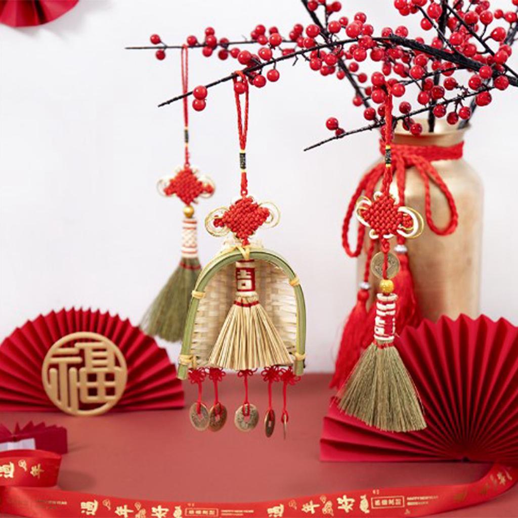 Метла Совок Декор Китайский Год Орнамент Подвеска Новая Кисточка Подвесной Декор Мини Метла Фортуны