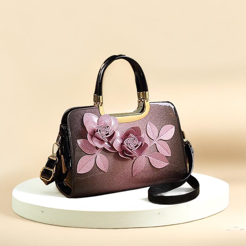 Градиентный цвет 3D аппликация глянцевая лакированная кожа сумка-тоут через плечо