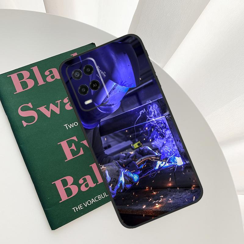 Welder Welding Hot Metal Worker Case For Oppo A54 A74 A94 A54S A57S A15 A16 A17 A52 A72 A76 A96 A58 A78 A98 A77 A5 A9 Cover