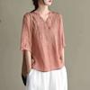 Short Sleeved Shirt Women's Summer Retro Style Artistic Retro Chinese Style White Linen T-shirt