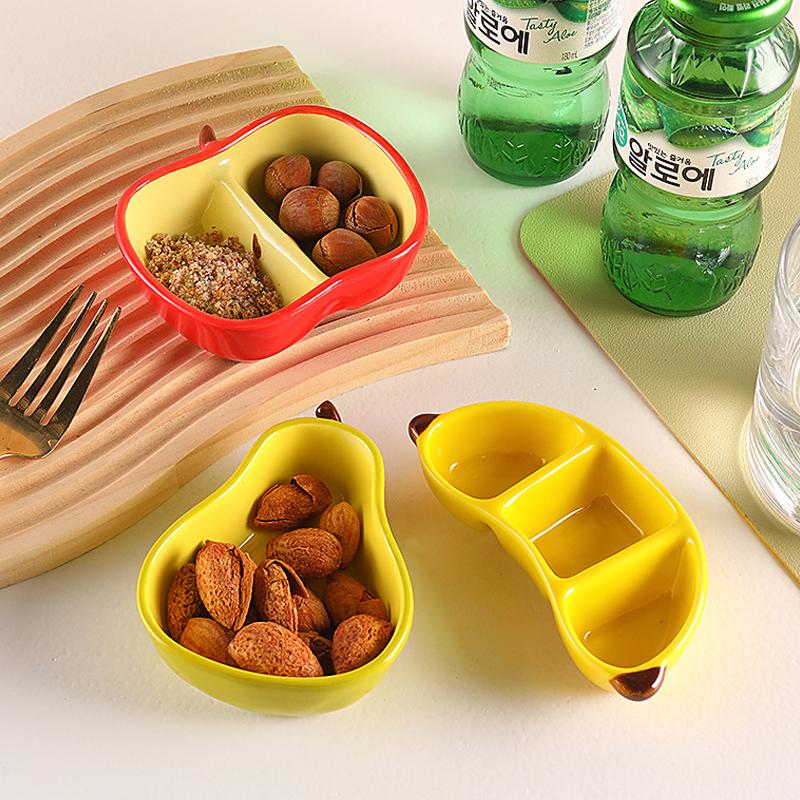 Креативная фарфоровая тарелка в корейском стиле, милая форма фрукта, керамическая домашняя посуда, блюдца для соуса/приправ для барбекю/хот-пота