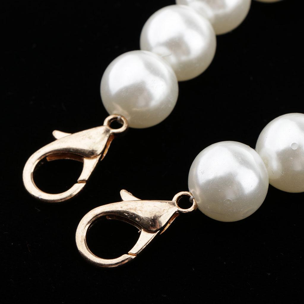 Round Pearl Beading Short Handles Replacement for Beach Bag Handbags Strap