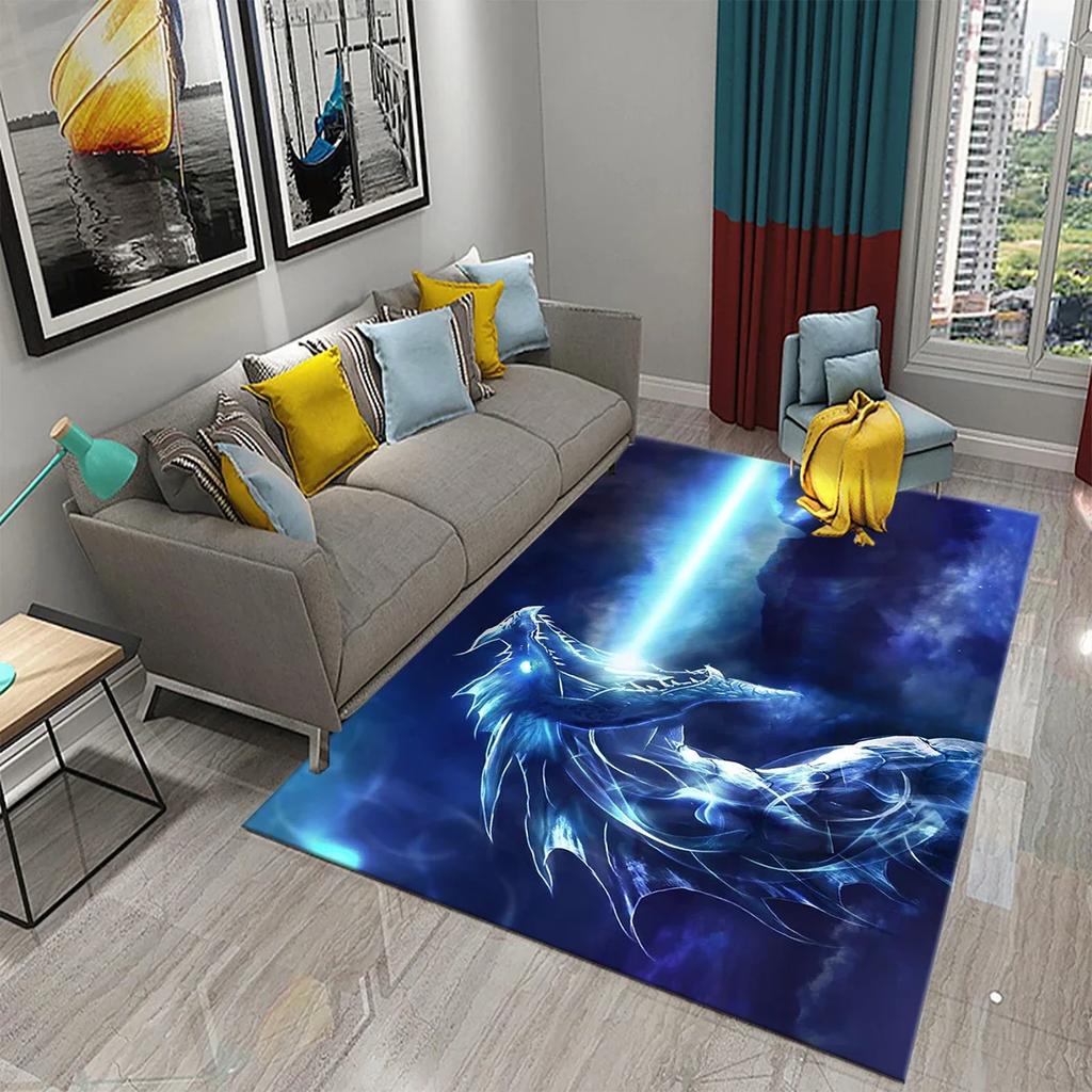 3D Красочный ковер с узором дракона Кухня Ванная комната Гостиная Детская спальня Прихожая Нескользящий Впитывающий Модный ковер для домашнего декора