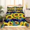 Винтажный пододеяльник с принтом подсолнухов для спальни, общежития. Винтажный постельный комплект, набор из трех предметов.