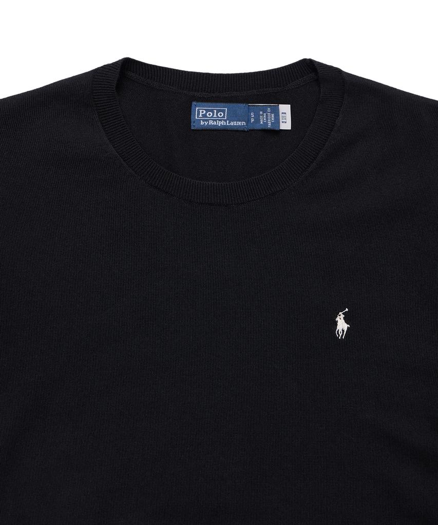 POLO RALPH LAUREN W Cotton Blend Short Sleeve Sweater - Black