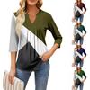 Women's Seven-quarter Sleeve Tops Casual V-neck Chest Ruffles Printing Loose T-shirt Tops