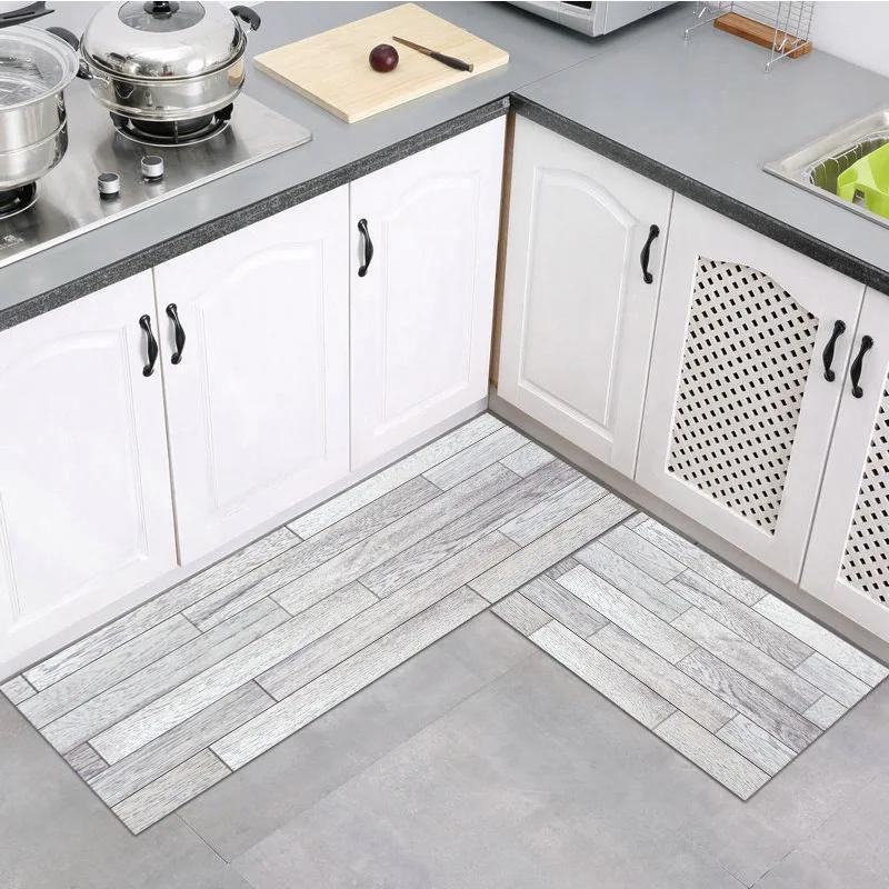 1Pcs Modern Wood Grain Printed Floor Mat Bathroom Kitchen Living Room Bedroom Non-slip Entrance Doormat Rug Carpet Home Decor