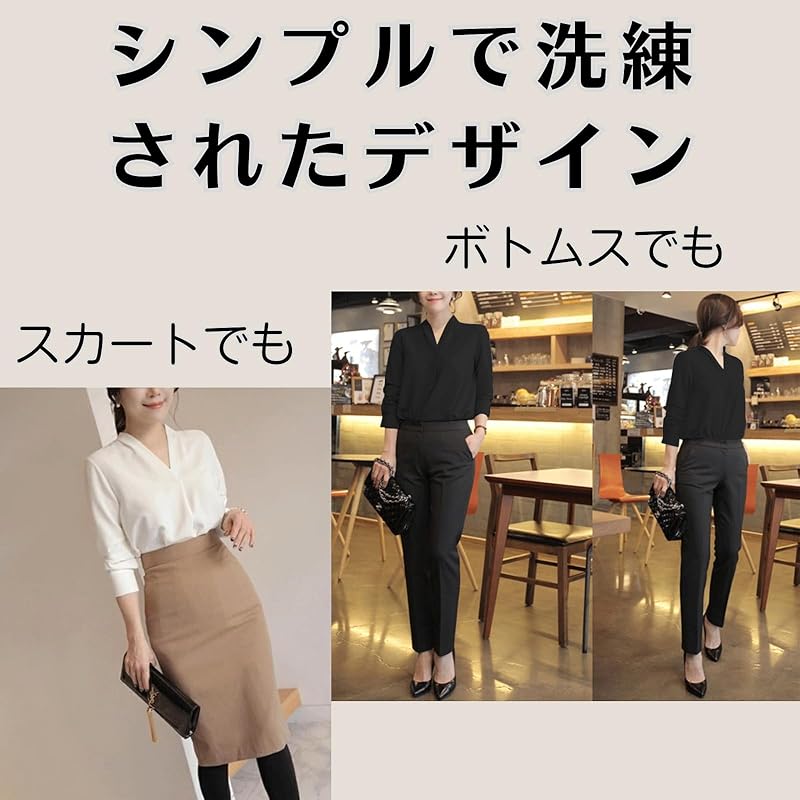 [Belle Iza Bella] блузка рубашка женская V-образный вырез атласный пуловер Гладкий тонкий офисный топ длинный рукав Однотонный Просмотр Чат Ну тогда майка рубашка простая