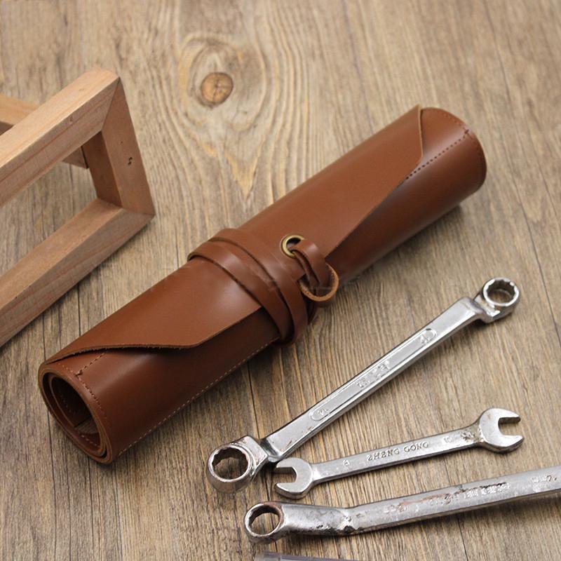 Многоцелевой органайзер для инструментов из кожи, сворачивающиеся сумки для инструментов, вместительная мужская сумка для хранения, органайзер для инструментов, рулон для хранения гаечных ключей