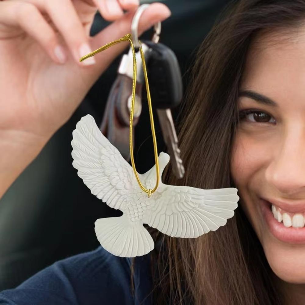 Смола Рождественские Голуби Мира Кулон Резной Дизайн Белый Рождественская Елка Голубь Украшение Имитация Голубей Мира Брелок Подарок