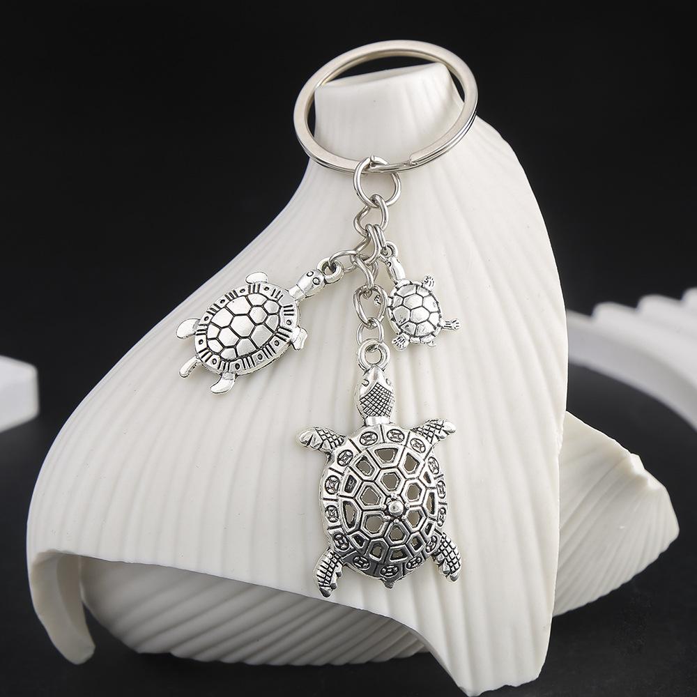Креативный и изысканный брелок-подвеска в виде черепахи из цинкового сплава, имитация старинного серебра, гальваническое покрытие, персонализированный брелок для ключей в виде животного, автомобильный кулон
