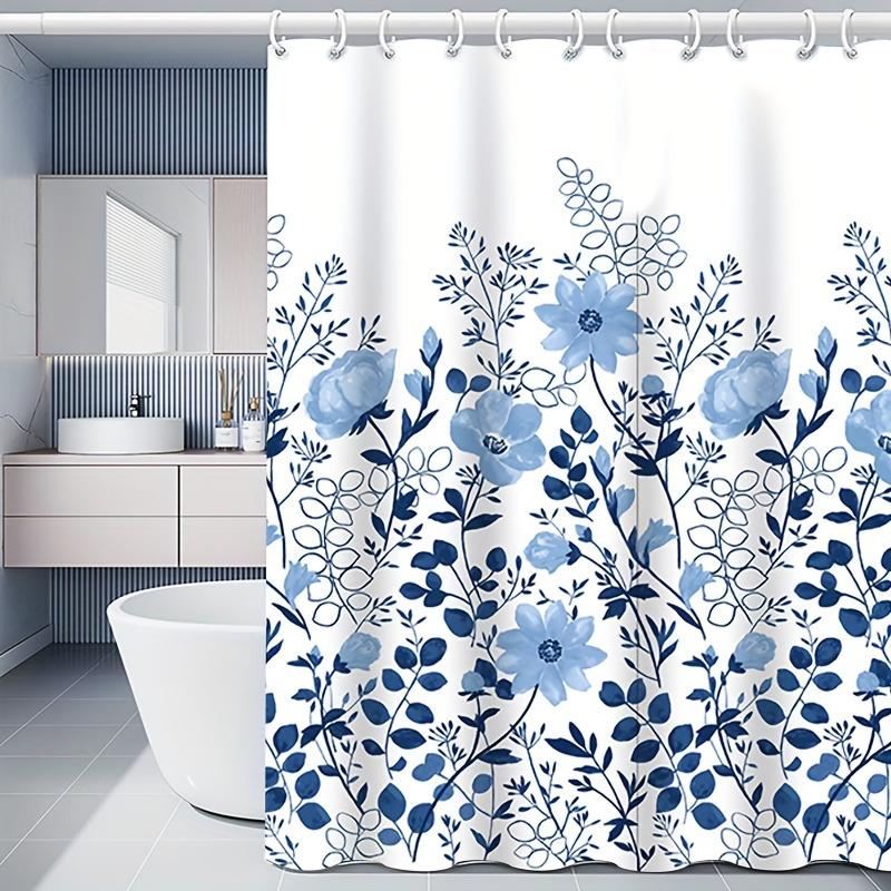 1 шт. 71" X 71" занавеска для душа с простым небольшим свежим цветочным узором: Водонепроницаемый, устойчив к плесени, 12 крючков в комплекте бесплатно