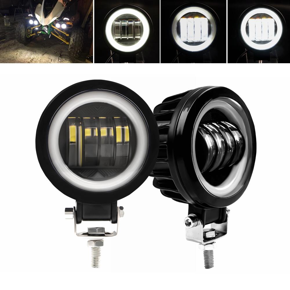 Светодиодная противотуманная фара для вождения, дневной свет, внедорожный светодиодный свет, фара 3'' 40 Вт, мотоциклетные фары с гало-эффектом для Jeep ATV 12 В 24 В, внедорожник, рабочий свет, пучки
