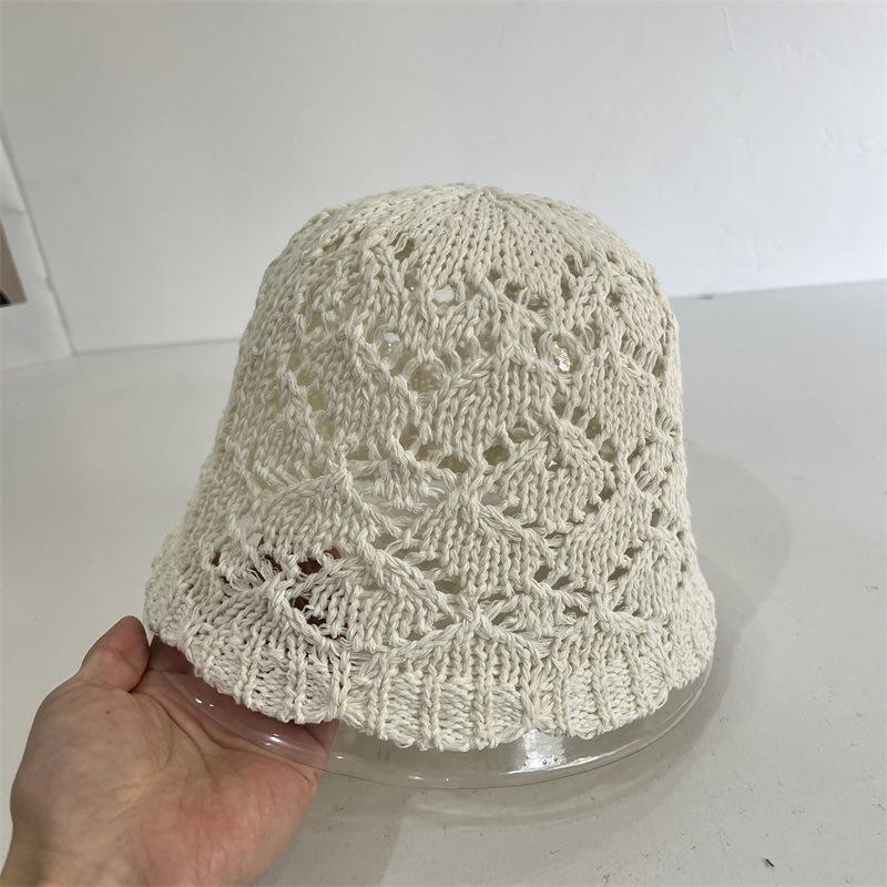 Женская японская ажурная вязаная шляпа-ведро, дышащая, складная, с козырьком, модный аксессуар для весны и лета