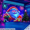 Christmas Santa Claus Fluorescent Tapestry Outer Space UV BlackLight Tapestry, Wall Hanging For Living Room Bedroom Office Home Decor