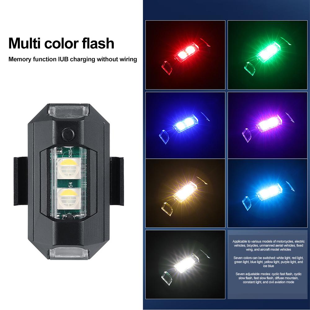 7 цветов стробоскоп для мотоцикла, велосипеда, дрона, самолета, светодиодные предупредительные огни для предотвращения столкновений, указатель поворота, задний фонарь, индикаторная лампа, ночной мигающий свет