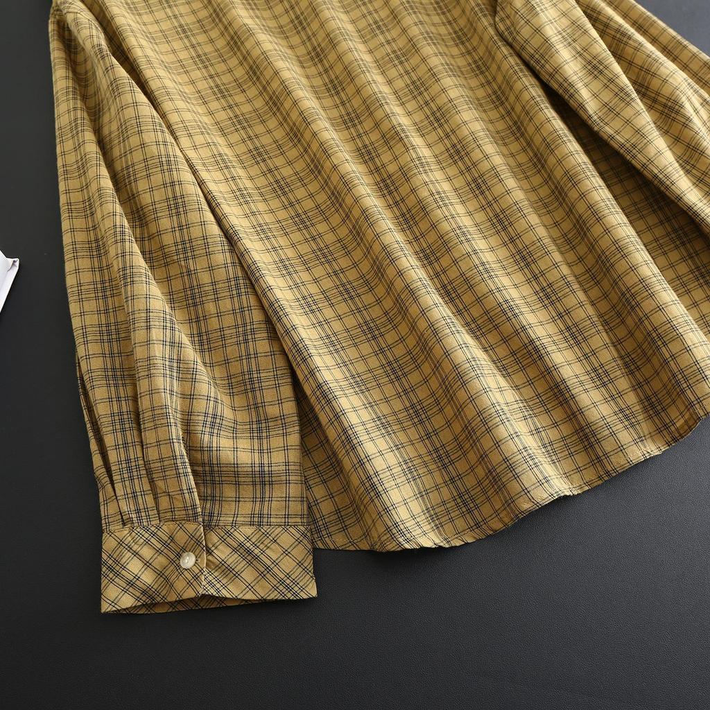 Women's Plaid Cotton Long-Sleeve Top - Slimming & Age-Reducing, Spring/Autumn Collection 2026