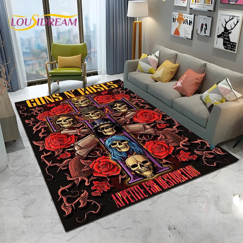 3D Hard Rock Band Guns N Roses Sign Carpet Rug для дома, гостиной, спальни, дивана, коврика для двери, детский коврик, нескользящий напольный коврик