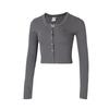 Logo Print Solid Color Outdoor Casual Long Sleeve Cropped Top Women Tops Gray 628475-89