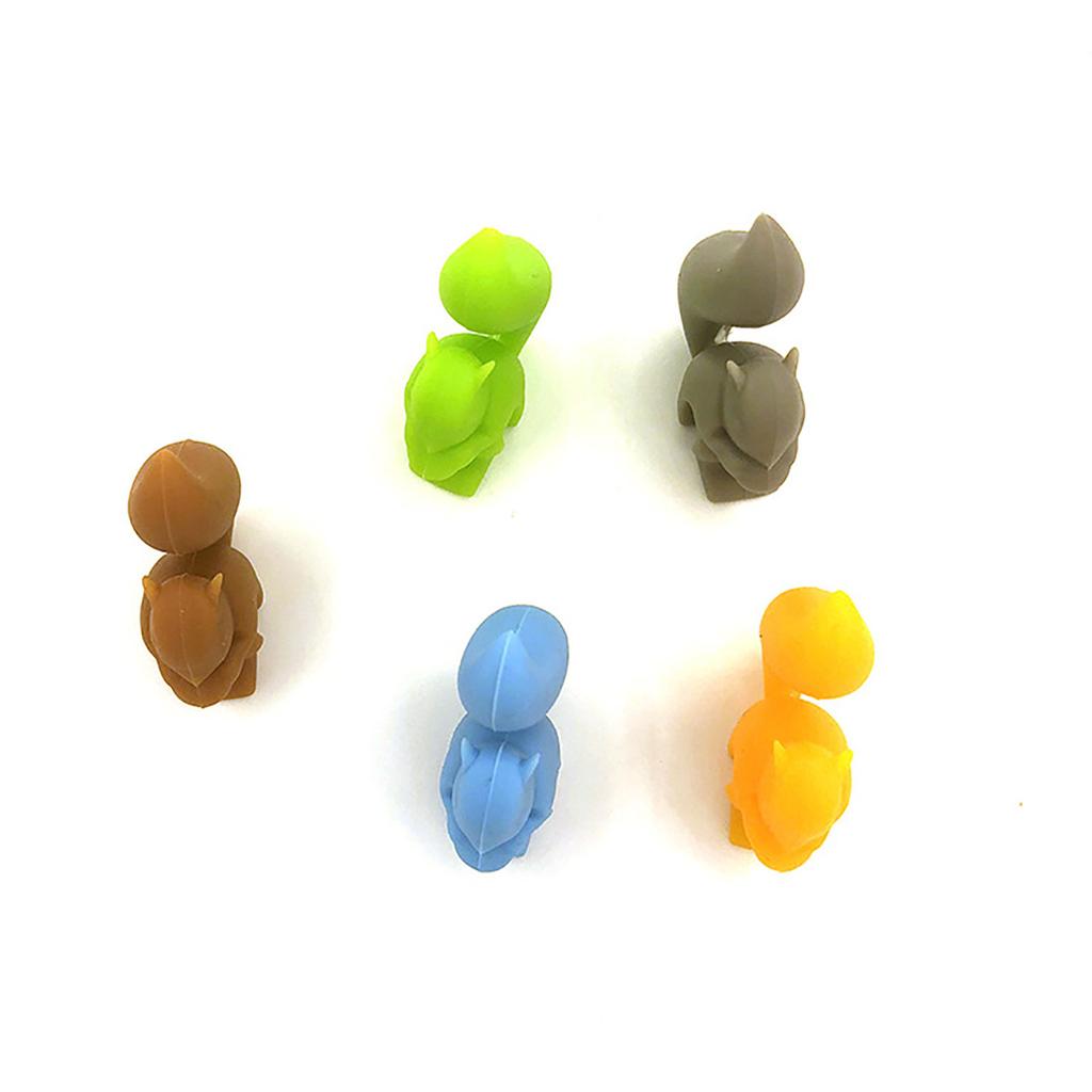 5Pcs/set Squirrels Tea Bag Hanging Holder Cup Silicone Cup Marker Kitchen Gadget