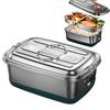 Double Layer Stainless Steel Lunch Box with Secure Buckle and Leak Proof Seal Food Container for School Office Outdoor