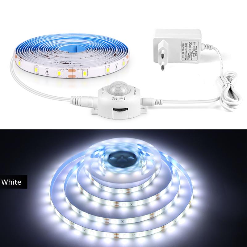 Беспроводной PIR-датчик движения, светодиодные ленты, 12 В, водонепроницаемая лента, автоматический переключатель включения/выключения, лестница, шкаф, кухня, спальня, ночные огни