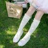 Ribbon Bow Lolita Lace Stockings Sweet Balletcore Socks Breathable Children Mid-Tube Hosiery Girls
