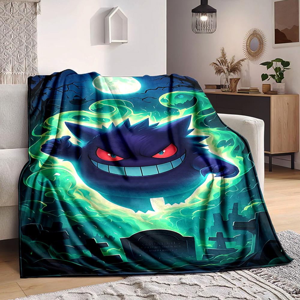 1pc Ghostly Pokémon Blanket Soft All Season Throw with Vibrant Design, Perfect for Home, Travel, and Gifts, Ideal for Naps and Camping