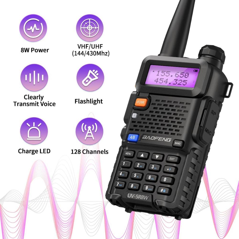 Baofeng-рация Uv 5r, Radio De Caza, 1-10 км, Comunicador Profesional, 8 Вт, рация De Largo Alcance