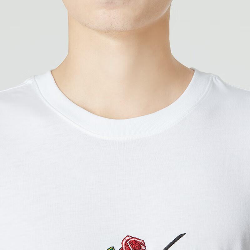 Men's Nike Sleeve Side Flowers Logo Printing Round Neck Long Sleeves White DQ7387-100