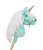 Hobby Horse Unicorn on a Stick, Small, Mint, with White Mane and Silver Horn