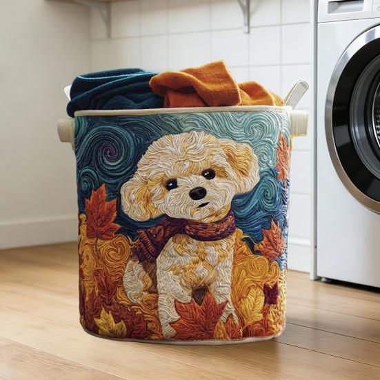 Quilted Laundry Basket, Thick Durable Fabric Storage Hamper, with Reinforced Handles, Clothes Toys Organizer for Home Decor
