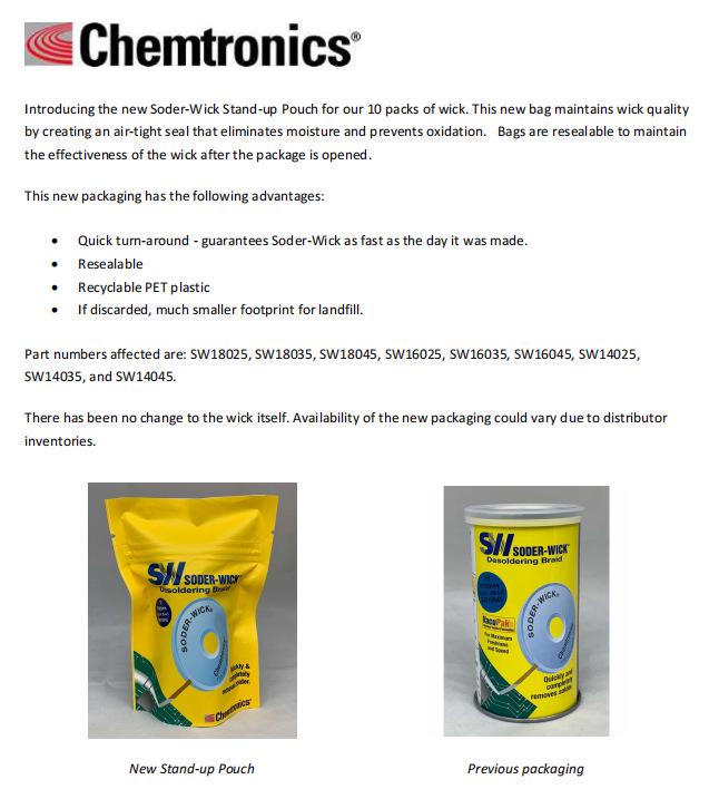 ITW Chemtronics SW18055 Антистатическая оплетка для удаления припоя без остатка (канифольная)