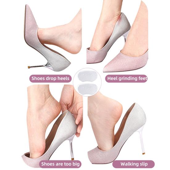 Yousheng 1 Pair Gel Heel Pad Self-adhesive Non-slip Foot Pain Relief Blister Prevention Men Women Loose Shoes High Heel Grip Cushion Liner Insert Shoe