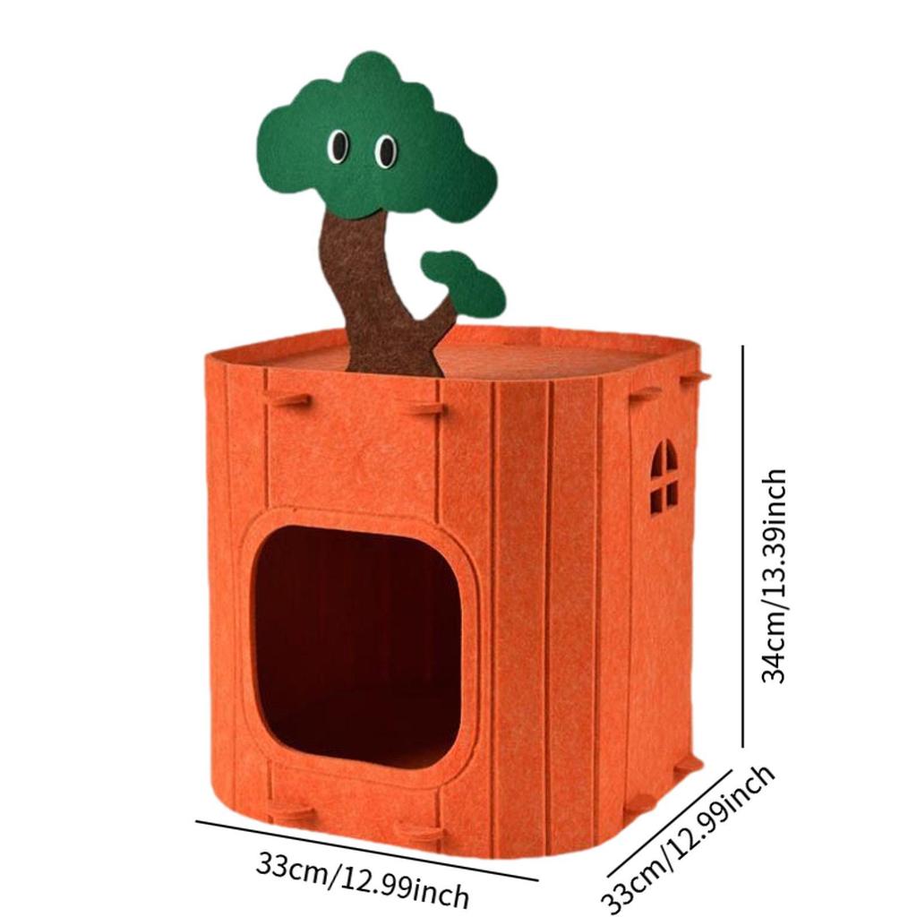 Cat House Covered Cat Bed Cat Hideaway Hut Cat Furniture Winter Felt Cat Bed Cave for Pet Hiding Playing Multiple Cats Outside
