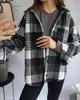 European and American woolen plaid shirt women's retro outer wear versatile top autumn and winter thickened polished jacket shirt