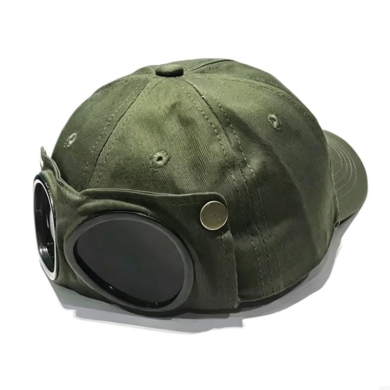 A0KD Baseball Hat Baseball Hat with Goggles Hip Hop Hats Sunglasses Curved