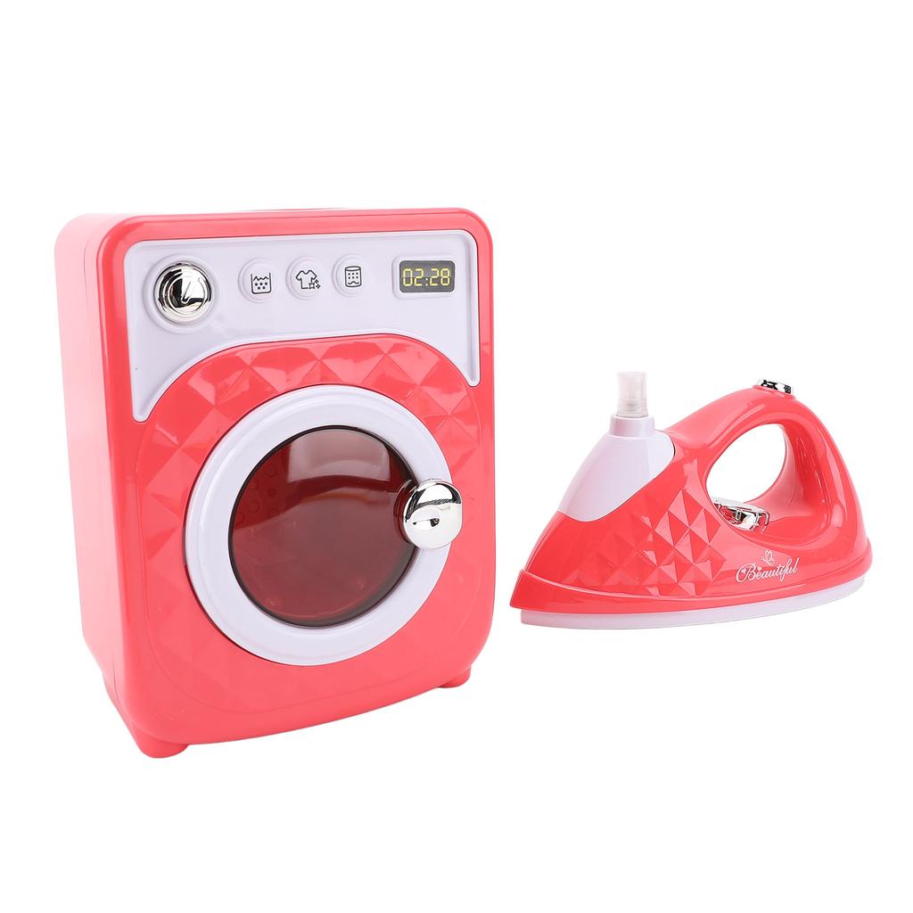 Pretend Laundry Set Battery Powered Washer and Ironing Board Playset Educational Role Playing Toys