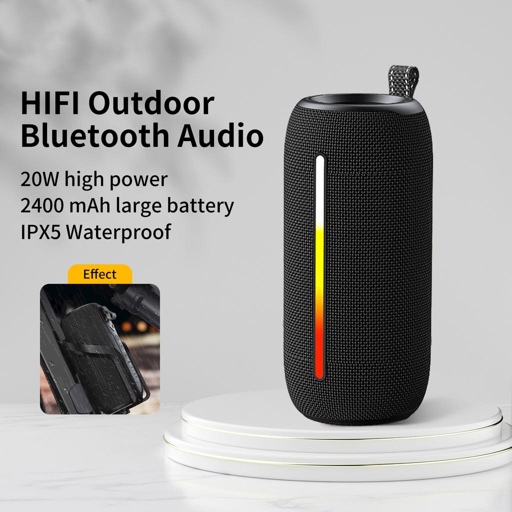 2400mAh Bluetooth Speaker LED Flashing Soundbar Portable Outdoor Sound Box Waterproof Loudspeaker Support TF Card