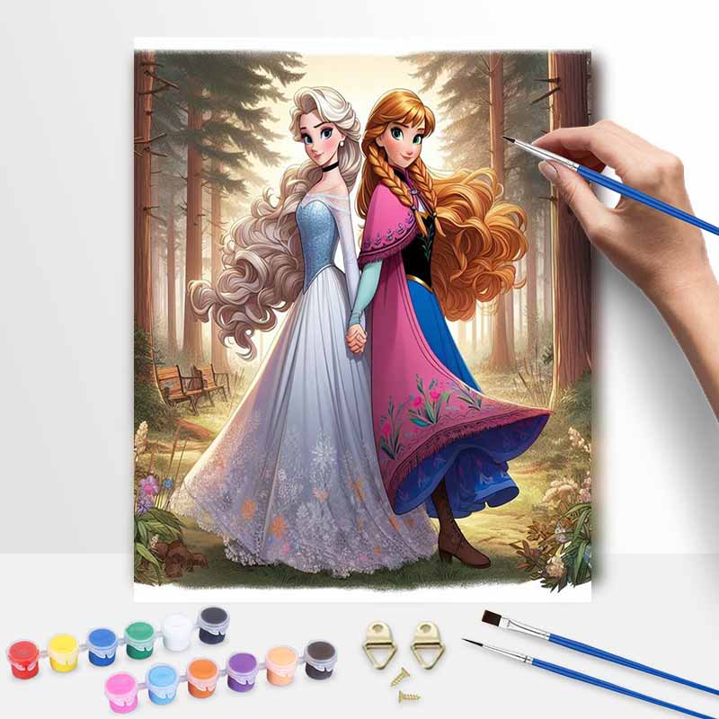 Disney Набор для рисования своими руками Эльза Анна Классический стиль Декор для дома Поделка Идея подарка Художественный холст Декор стены Уникальная ручная роспись Современная эстетика
