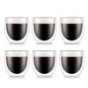 BODUM PAVINA Double-Walled Glasses, 250ml, Set of 6, Insulates Hot and Cold Drinks, Double-Walled, Heat-Resistant, Microwave, Oven, Dishwasher, and