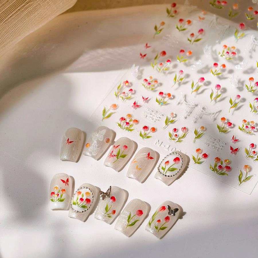 TENSOR Золотой Тюльпан M-1006 Прозрачный Гель-желе с битым стеклом Наклейка для нейл-арта