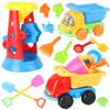17Pcs Kids Beach Toys Set Sandbox Toys Truck Sand Toys Creative Sand Tools Kit Sand Molds Shovels Waterwheel For Children