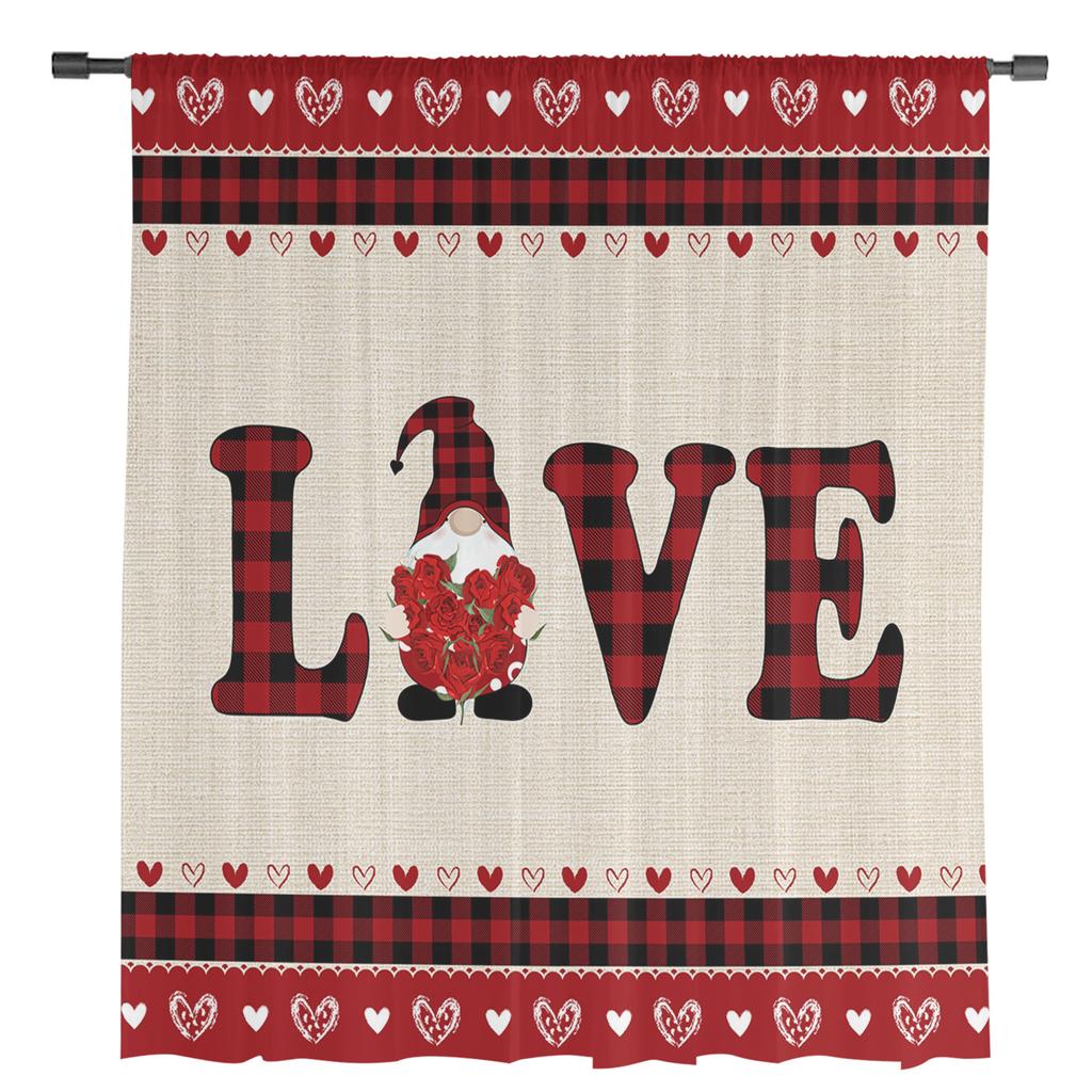 День святого Валентина Гном Тюль Шторы Для Гостиной Кухни Прозрачная Вуаль Шторы Спальня Оконные Панели