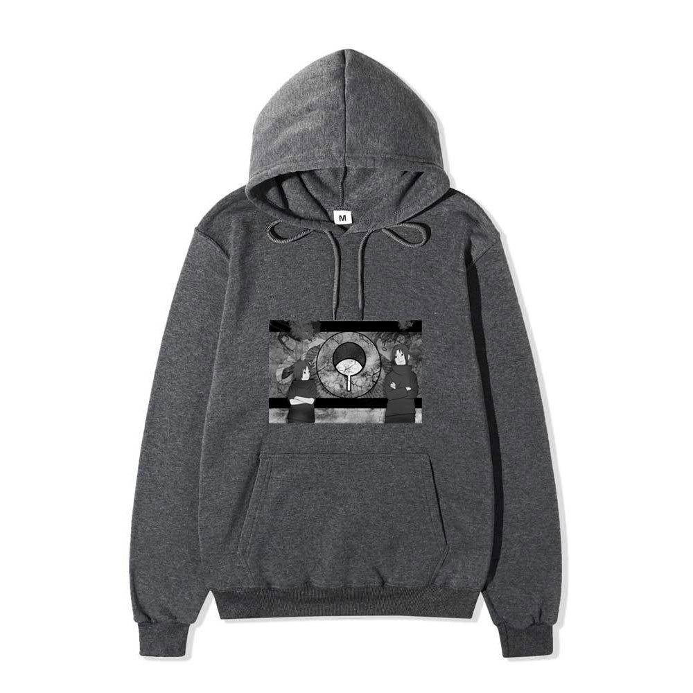 Unisex Naruto Uchiha Brothers Fleece Hoodie, Itachi Sasuke Clan Symbol Manga Style Anime Pullover Sweatshirt