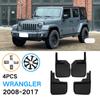 4pcs Car Mud Flaps for Jeep Wrangler JK 2007~2017 Mudguard Splash Guards Fender Mudflaps Auto